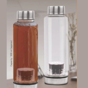 PowerPlus ClearSip Brew 500 Borosilicate Glass Bottle with Steel Infuser