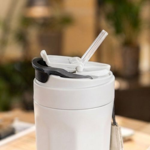 PowerPlus DuoSip Glass Sipper Mug with Plastic Body