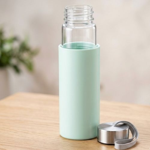 PowerPlus DuoSip Glass Sipper Mug with Plastic Body
