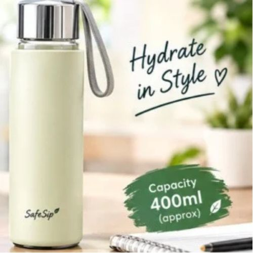 PowerPlus DuoSip Glass Sipper Mug with Plastic Body