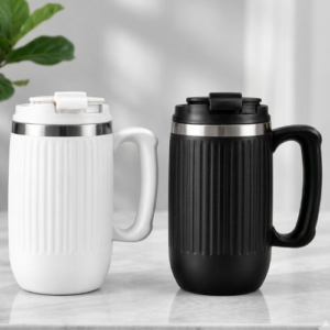 PowerPlus DuraMug Grip Lite Large Steel Mug with Flip Top Lid