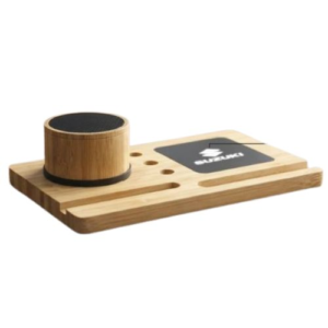 PowerPlus PowerGlow Charge Beat 5-in-1 Bamboo Desk Organizer