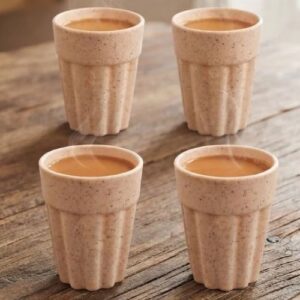 PowerPlus Signature Chai Cups Set of 4 – Essential Wheat Straw