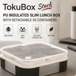 PowerPlus Slim Lunch Box – Essential TokuBox Stack with SS Containers
