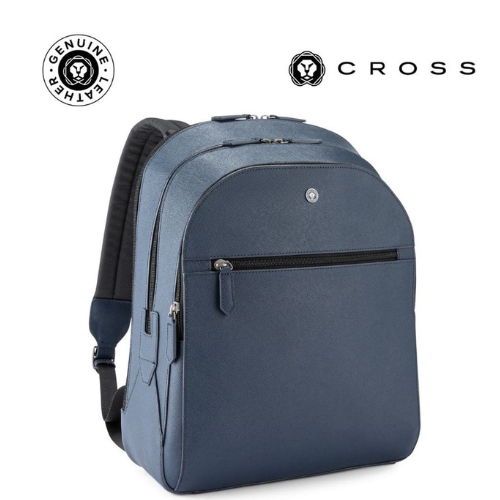 Cross Timeless Style Backpack — Genuine Leather, Black & Blue