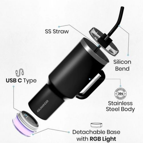 Aquaminder Nile+ Smart Water Bottle — White, Black & Grey