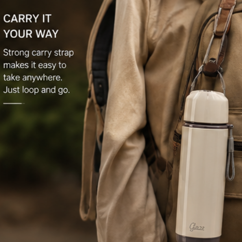 Glaze: Dual-Tone Glossy Glass Bottle with Carry Strap Glaze: Dual-Tone Glossy Glass Bottle with Carry Strap