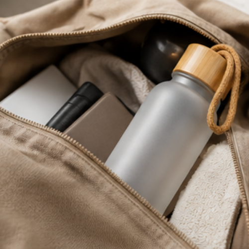BambooCloud: Frosted Glass Bottle with Natural Bamboo Cap