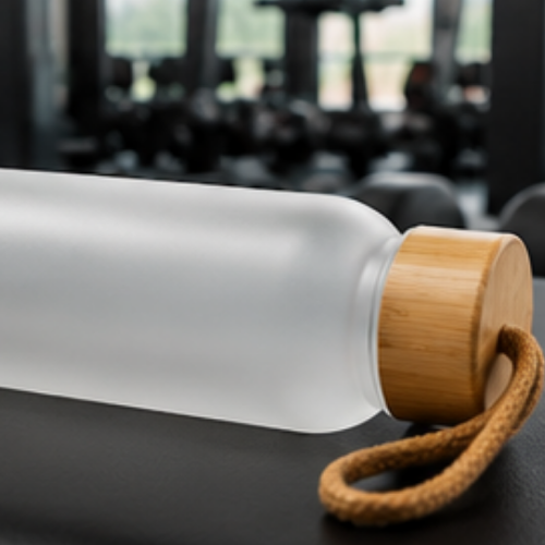 BambooCloud: Frosted Glass Bottle with Natural Bamboo Cap