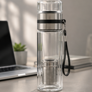 ClearSip Duo: Double Wall Borosilicate Infuser Bottle