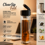 ClearSip Fold: Double Wall Borosilicate Bottle