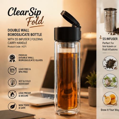ClearSip Fold: Double Wall Borosilicate Bottle