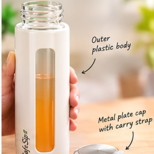 Glass Bottle with Plastic Outer Body – Essential SafeSip