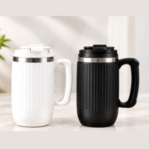 DuraMug Grip Lite: Large Steel Mug with Flip Top Lid