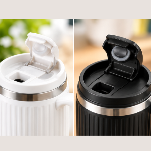 DuraMug Grip Lite: Large Steel Mug with Flip Top Lid