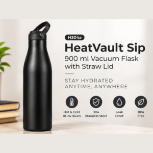 HeatVault Sip: 900ml Vacuum Flask with Straw Lid