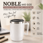 Noble: Mid Size Stainless Steel Coffee Mug
