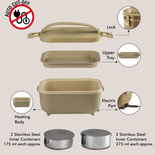 ThermoBite: Electric Lunch Box with 4 Steel Containers ThermoBite: Electric Lunch Box with 4 Steel Containers