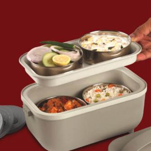ThermoBite: Electric Lunch Box with 4 Steel Containers ThermoBite: Electric Lunch Box with 4 Steel Containers