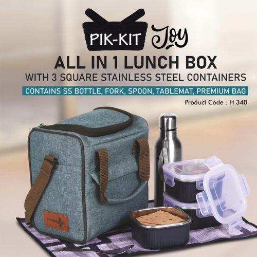 PIK-KIT Joy: All in 1 Lunch Box with Stainless Steel Containers PIK-KIT Joy: All in 1 Lunch Box with Stainless Steel Containers