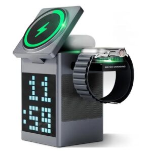 5 in 1 Wireless Charger with Speaker & Clock