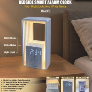 Bedside Smart Alarm Clock with Night Light and White Noise – H1904