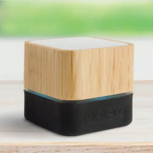 Bluetooth Speaker with LED Light Square Wood-Finish Speaker