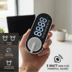 LED Mirror Alarm Clock with Bluetooth E006 Speaker- Perl