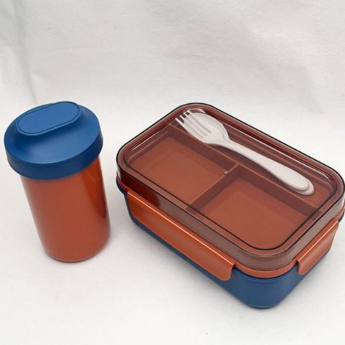 Lunch Box - H2605 3 Compartment With Bottle, Spoon & Fork