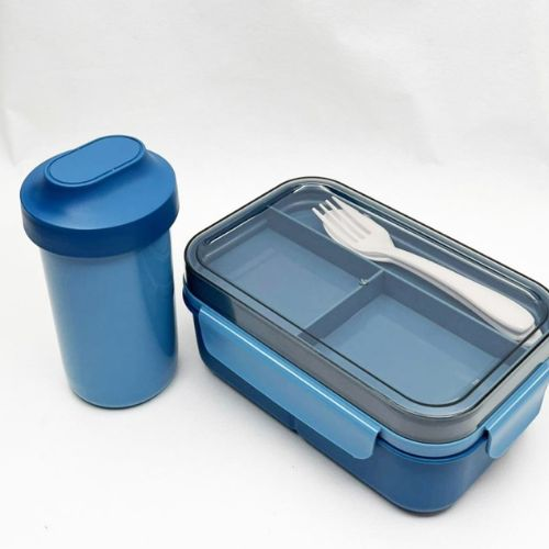 Lunch Box - H2605 3 Compartment With Bottle, Spoon & Fork
