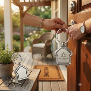 Metal Keychain - H541 Home Shape Rotating Keychain