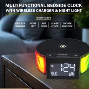 Multifunctional Bedside Clock with Wireless Charger – H1903