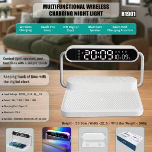 Multifunctional Wireless Charger with Night Light & Speaker – H1901