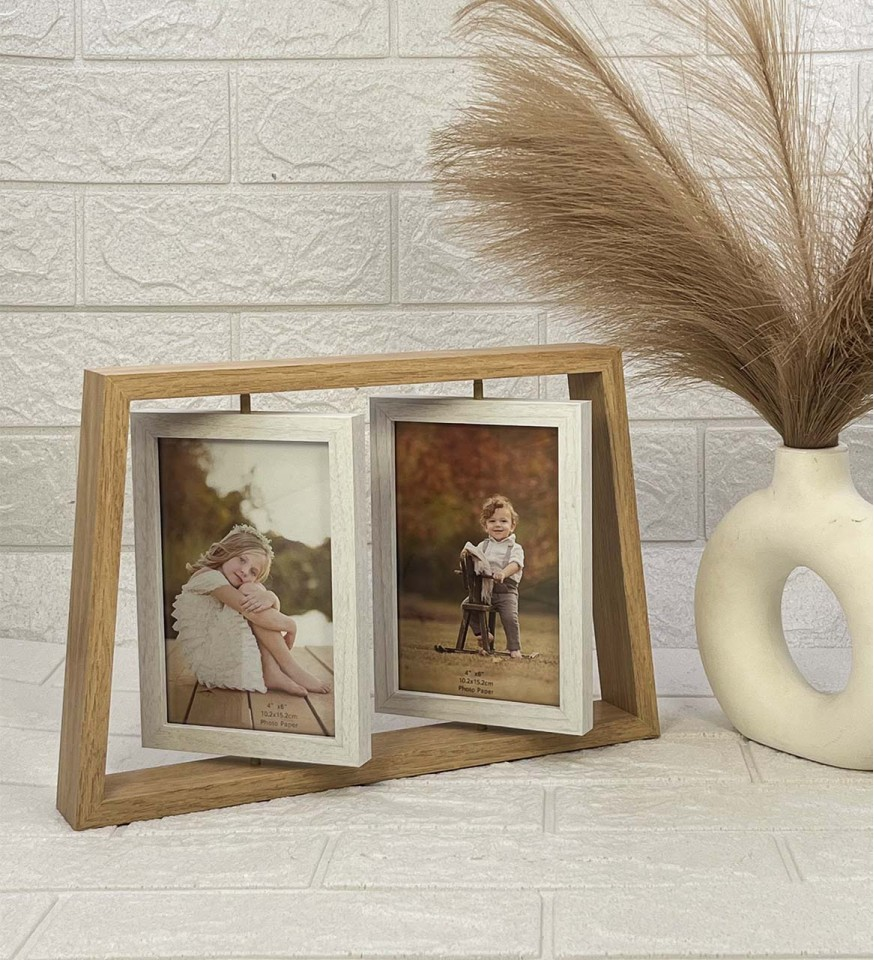 Photo Frame - Dual Side Rotating Wooden H2905