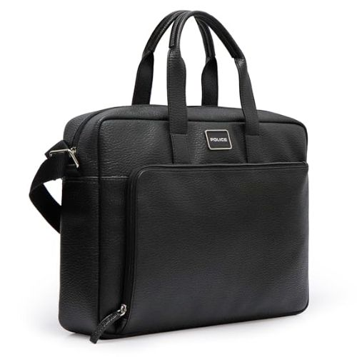 Police Alfred Laptop Bag - Black Shoulder Briefcase