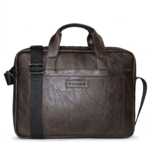 Police Distress Laptop Bag - Brown Briefcase