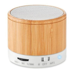 Portable Bluetooth Speaker Wood-Finish Round Speaker