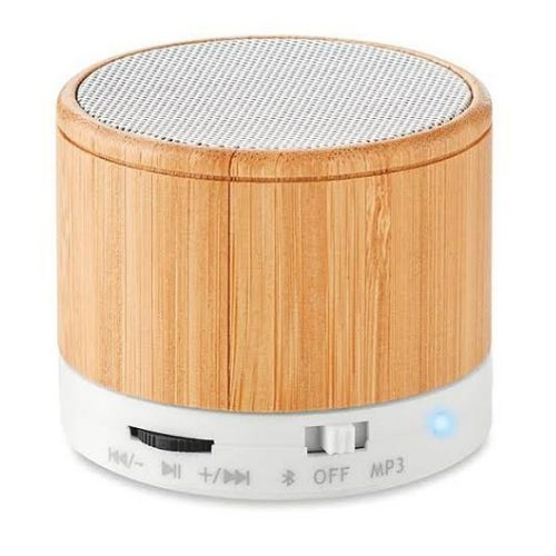 Portable Bluetooth Speaker Wood-Finish Round Speaker