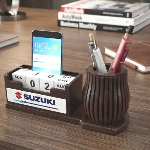 SpinCal Wooden Desk Organizer with Calendar – B211