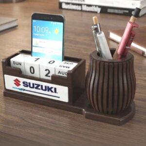 SpinCal Wooden Desk Organizer with Calendar – B211