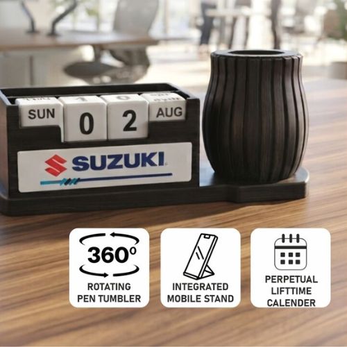 SpinCal Wooden Desk Organizer with Calendar – B211