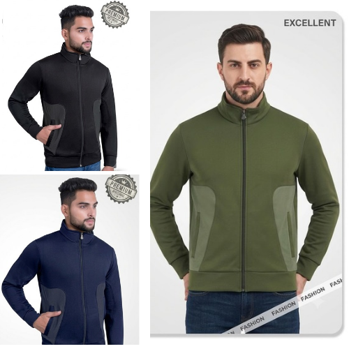 UCB Bonded Fleece Jacket for Men Black, Navy Blue & Green