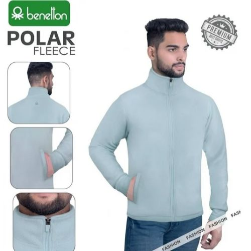 UCB Polar Fleece Jacket for Men Icy Blue Full-Zip Winter Jacket