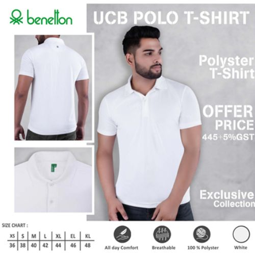 UCB Polo T Shirt for Men Polyester Polo in Black & White