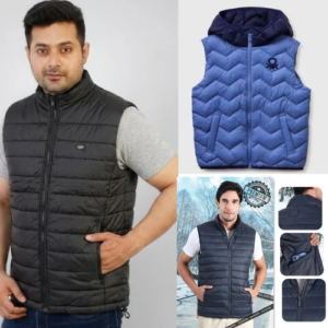 UCB Sleeveless Bomber Jacket for Men Navy, Black & Royal Blue