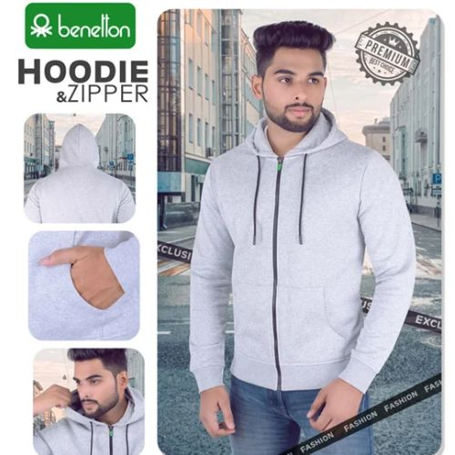 UCB Jacket Zip Up for Men | Hoodie Zipper Jacket in Grey & Black