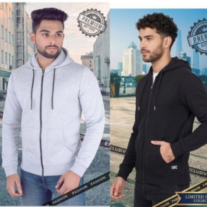 UCB Jacket Zip Up for Men | Hoodie Zipper Jacket in Grey & Black