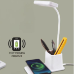 Desk Lamp with 15W Wireless Charger, Digital Clock & Pen Holder