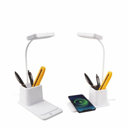 Desk Lamp with 15W Wireless Charger, Digital Clock & Pen Holder
