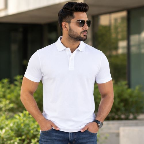 Supima Cotton Polo T Shirt for Men | UCB 100% Cotton, White & Black